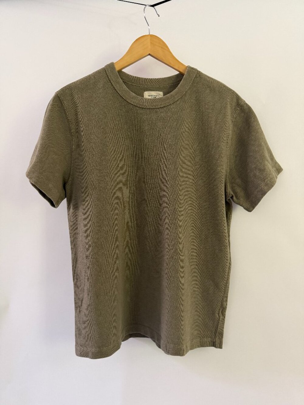 Buck Mason Olive Green Cotton Field Spec Heavy Crewneck T Shirt sz Medium